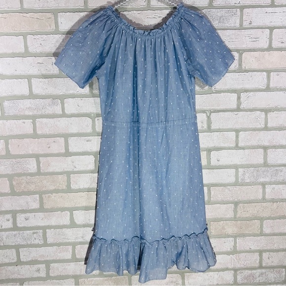 Rungolee Blue Cotton Voile Swiss Dot Flounce Hem Dress Size XS - Picture 5 of 8